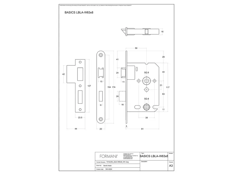 Insteek WC-badkamerslot Brons LBLA-W63 WC63