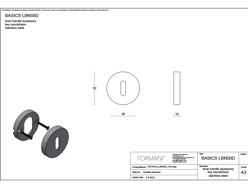 Sleutelrozet Gunmetal PVD rond 52 mm – Formani Basics LBN50D