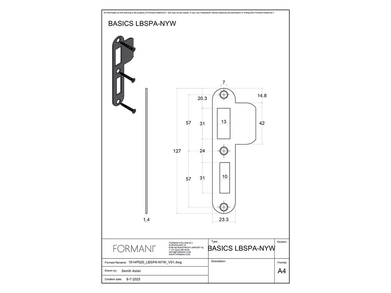Sluitplaat Dag en Nachtslot Mat Zwart LBSPA-NYW 24x124mm - afgerond