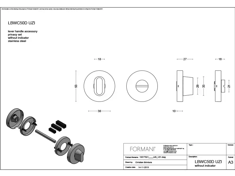 WC-garnituur mat RVS LBWCD50-ZI