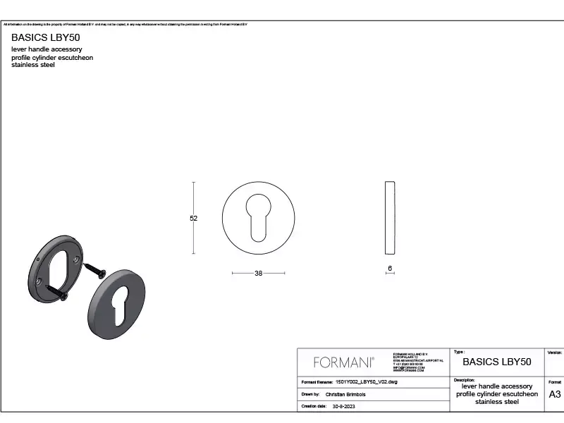 Profielcilinderrozet licht brons PVD rond 52 mm – Formani Basics LBY50