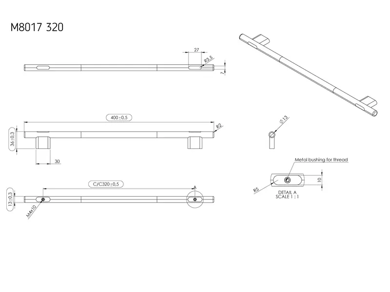 Meubelgreep Eiken T-greep Join hoh 320mm