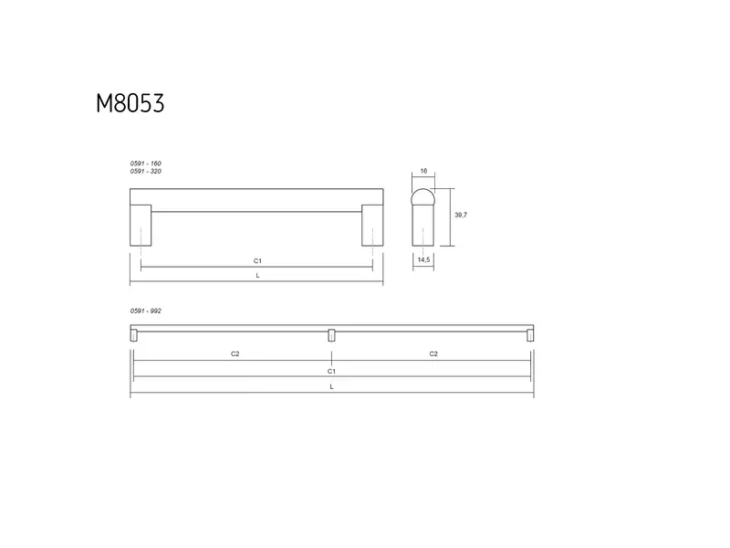 Meubelgreep Eiken en Antraciet Eto hoh 320mm