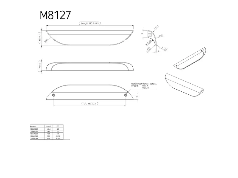 Meubelgreep Licht eiken Archive hoh 320mm