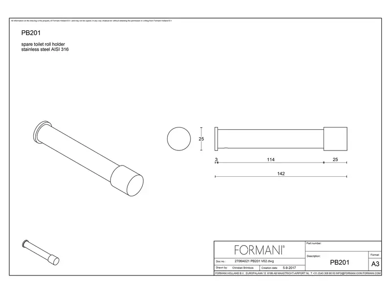 Wc-rolhouder (reserve) Mat zwart One Piet Boon PB201 (tbv reserve rol)