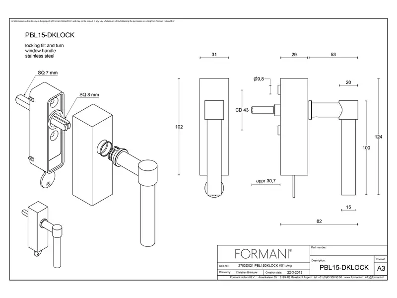 Draaikiep raamkruk Wit One Piet Boon PBL15-DKLOCK Afsluitbaar 124mm