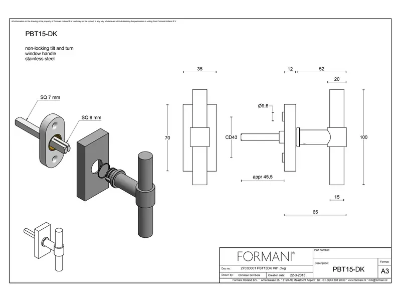 Draaikiep raamkruk Zwart One Piet Boon PBT15-DK 100mm