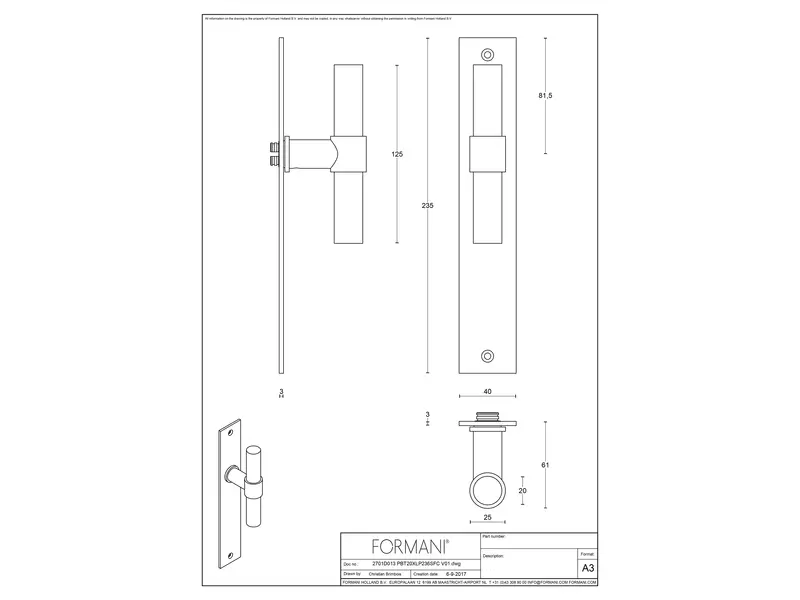 Deurkruk op schild Wit One Piet Boon PBT20XL PBT20XLP236SFC