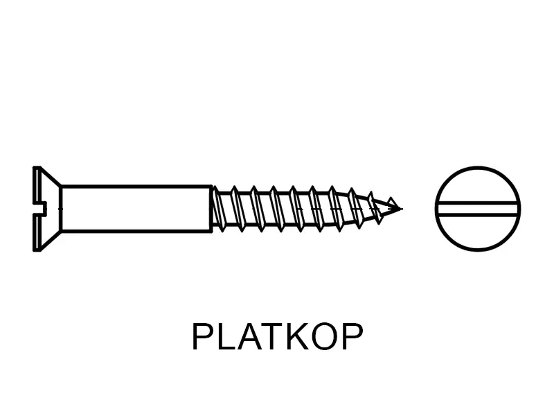 Houtschroef gleuf met verzonkenkop Messing 4.5x40mm