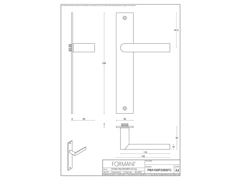 Deurkruk op schild PVD licht brons Arc Piet Boon PBA100P236SFC