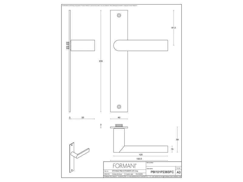 Deurkruk op schild Zwart PVD Arc Piet Boon PBA101P236SFC