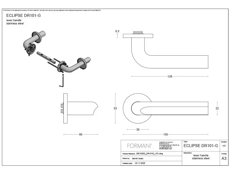 Deurkruk Brons David Rockwell Eclipse DR101-G op gev. rozet
