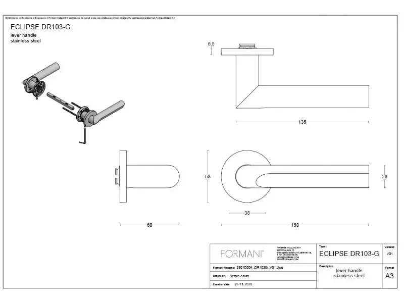 Deurkruk Mat RVS David Rockwell Eclipse DR103-G op gev. rozet
