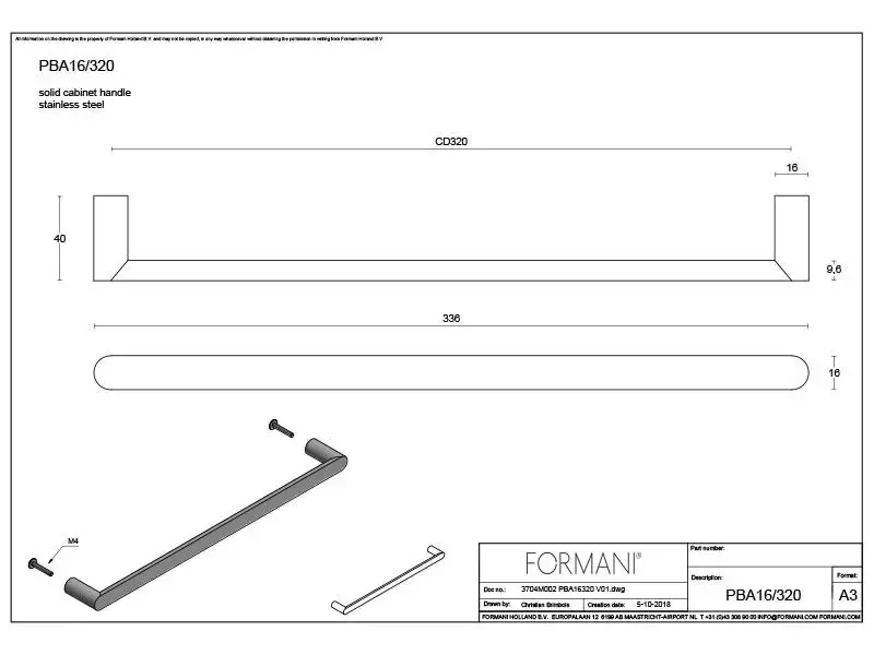 Meubelgreep PVD licht brons Arc Piet Boon PBA16/320