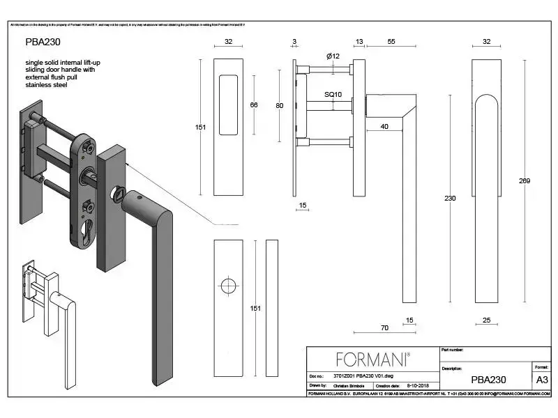 Hefschuifdeurbeslag Zwart PVD Arc Piet Boon PBA230 Blind-Komgreep