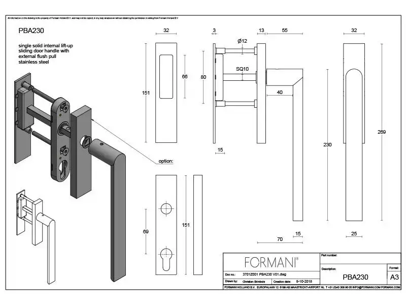 Hefschuifdeurbeslag RVS Arc Piet Boon PBA230Y PC69-Komgreep