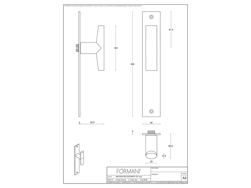 Deurkruk op schild RVS Piet Boon Inc PBI103P236SFC