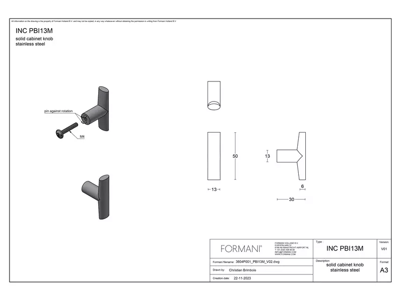 Meubelknop Zwart PVD Inc Piet Boon PBI13M