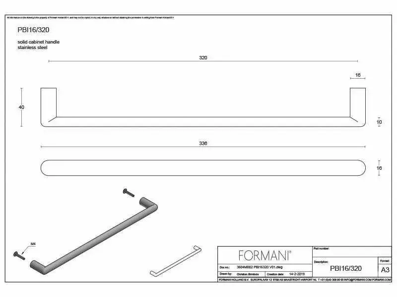 Meubelgreep RVS Inc Piet Boon PBI16/320