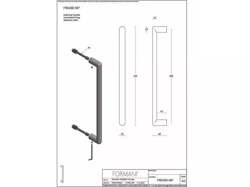 Deurgreep RVS Formani Piet Boon Inc PBI400NP