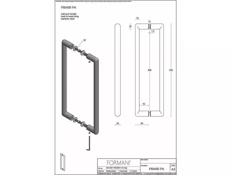 Deurgreep RVS Formani Piet Boon Inc PBI400PA