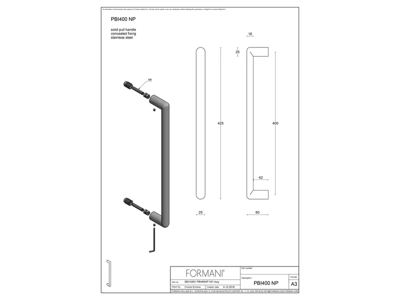 Deurgreep Licht brons PVD Formani Piet Boon Inc PBI400NP