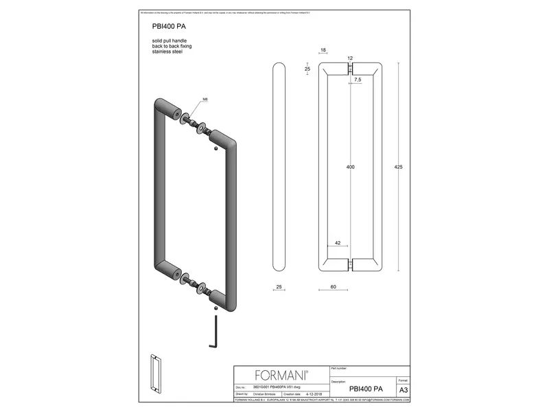 Deurgreep Licht brons PVD Formani Piet Boon Inc PBI400PA