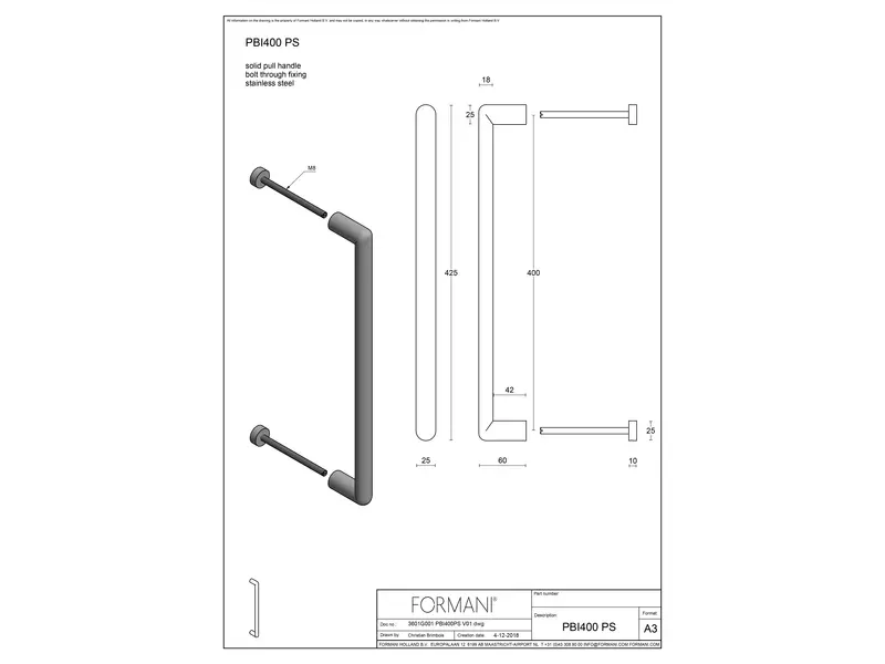 Deurgreep Licht brons PVD Formani Piet Boon Inc PBI400PS