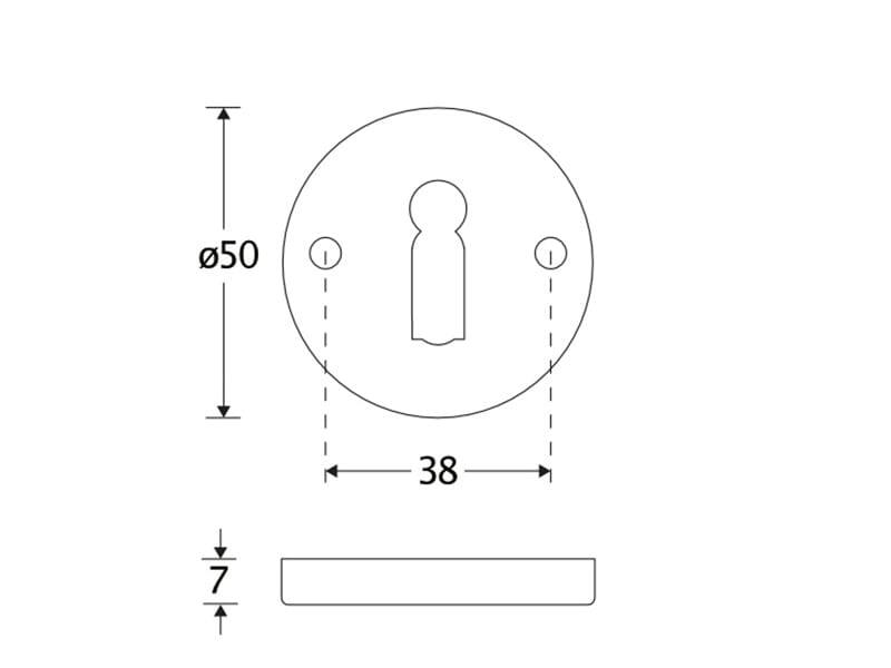 Sleutelrozet Nikkel rond opschroevend 50mm