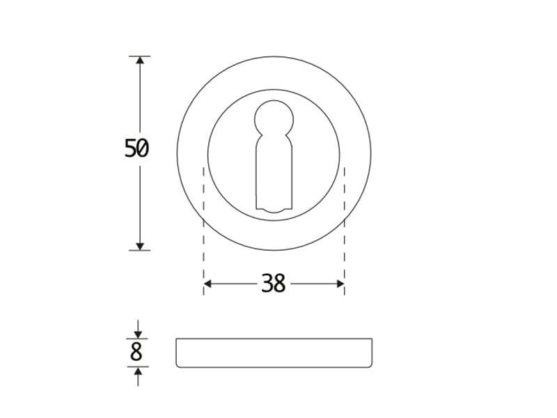 Sleutelrozet Chroom rond overschroef 50mm