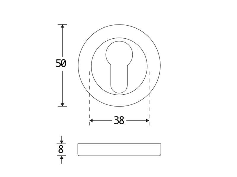 Profielcilinderrozet Chroom rond overschroef 50mm