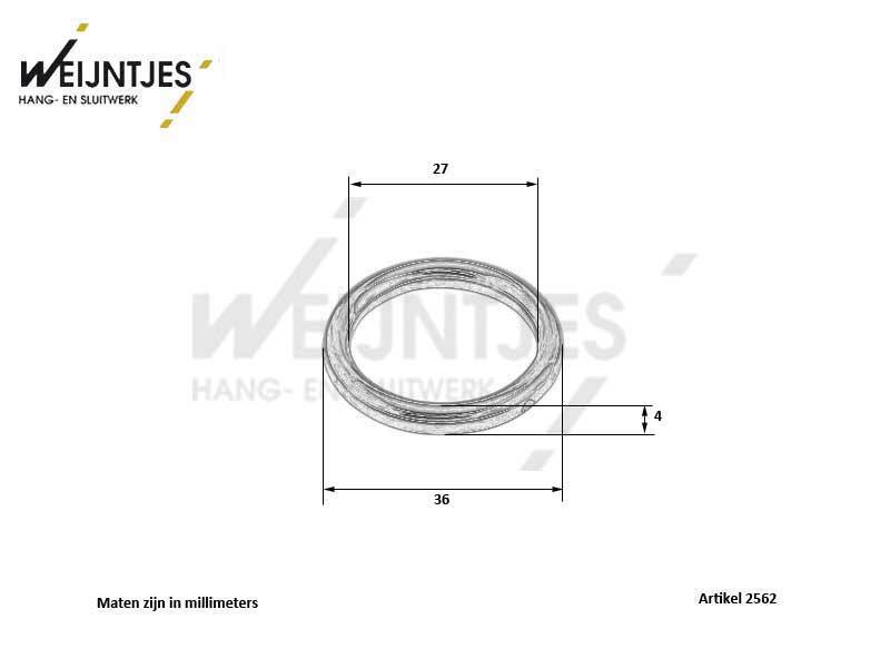 Gordijnring messing 20 mm hol