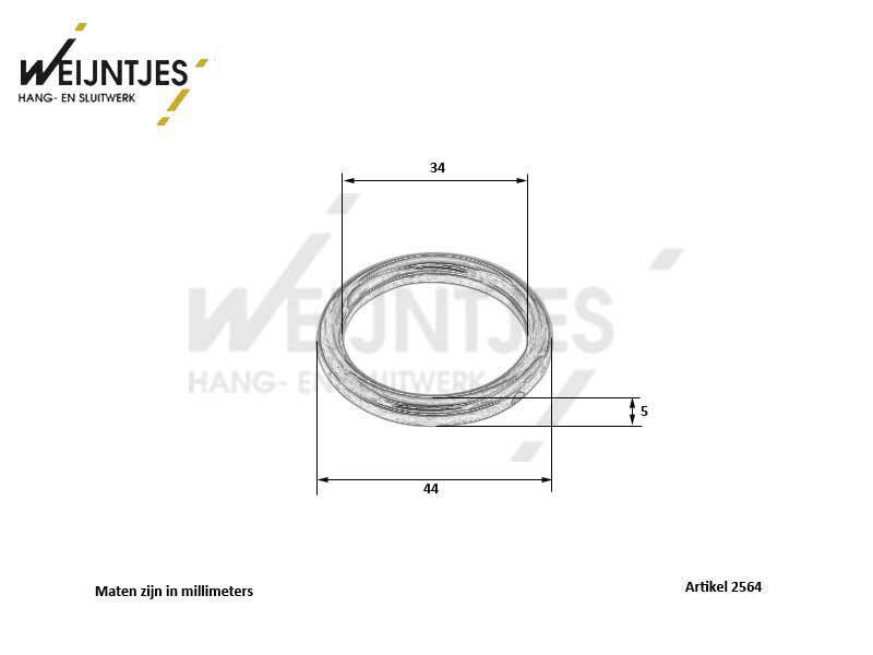 Gordijnring messing 30 mm hol