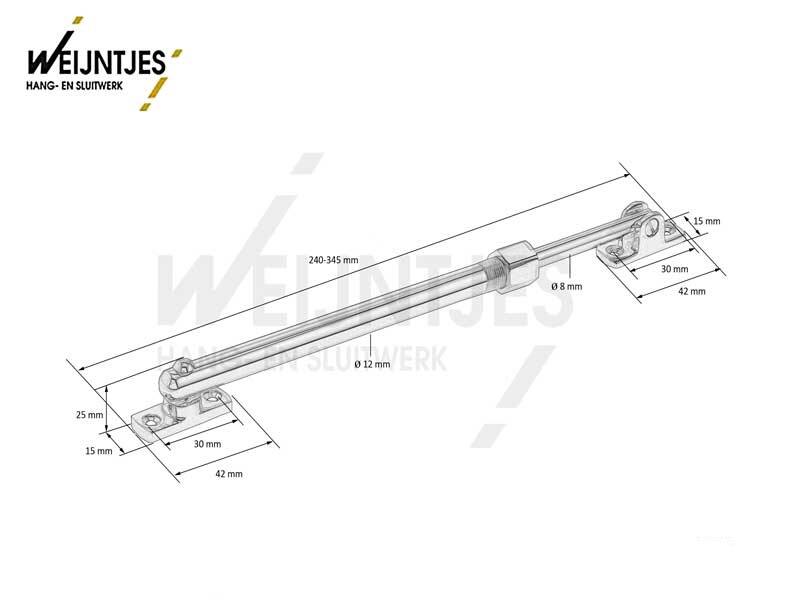 Raamuitzetter Zwart Telescopisch 220mm Uitschuifbaar