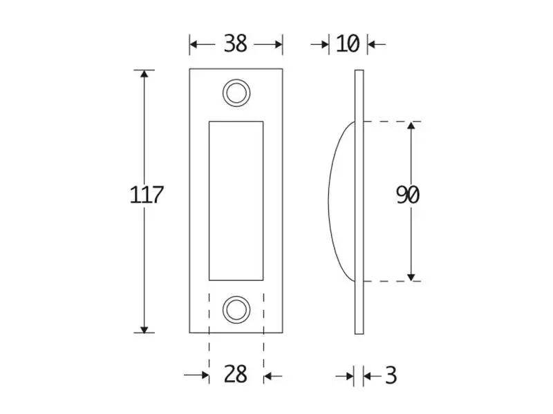 Schuifdeurkom Mat nikkel Elegant 117x38mm