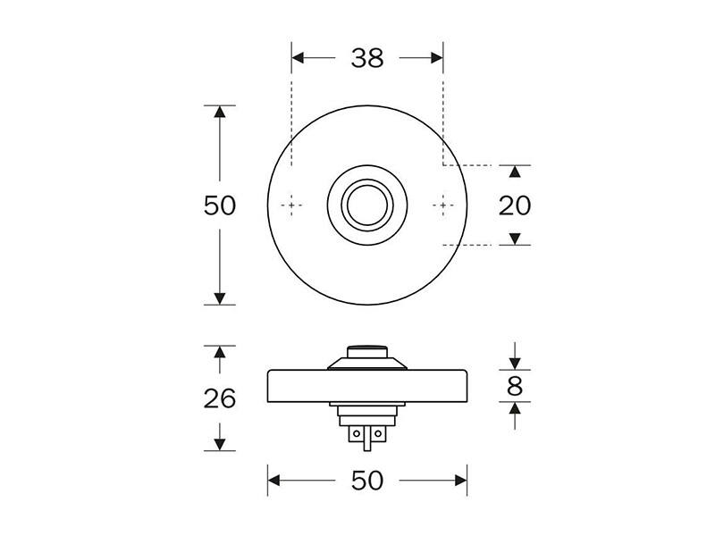 Beldrukker Vivo mat nikkel PVD rond 50mm