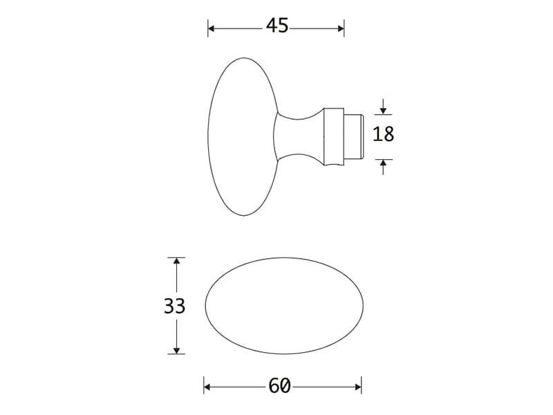 Knopkruk Nikkel Ovaal 60x33mm