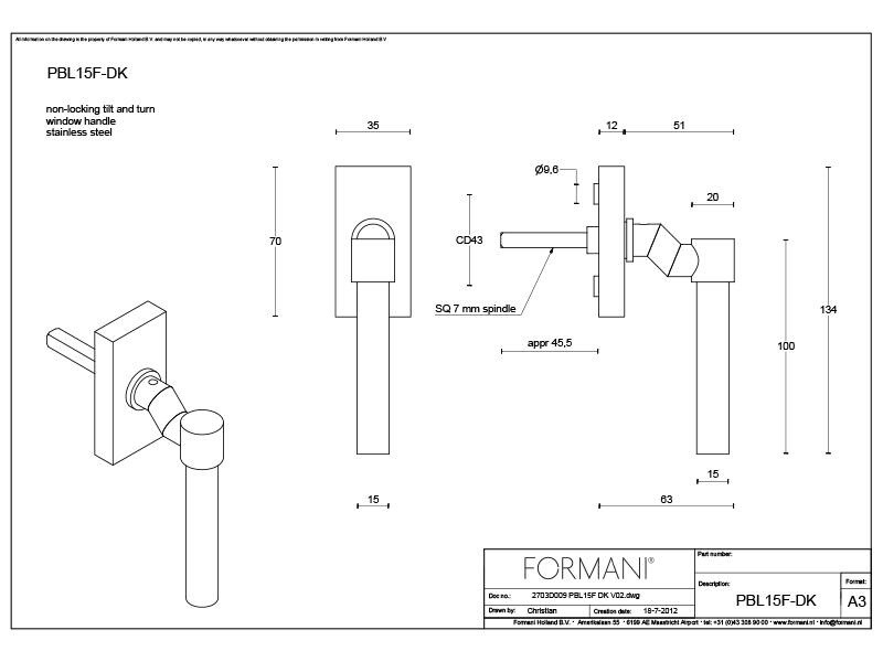Draaikiep raamkruk Zwart One Piet Boon verkropt PBL15F-DK 134mm