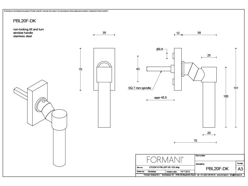 Draaikiep raamkruk Zwart One Piet Boon verkropt PBL20F-DK 131mm