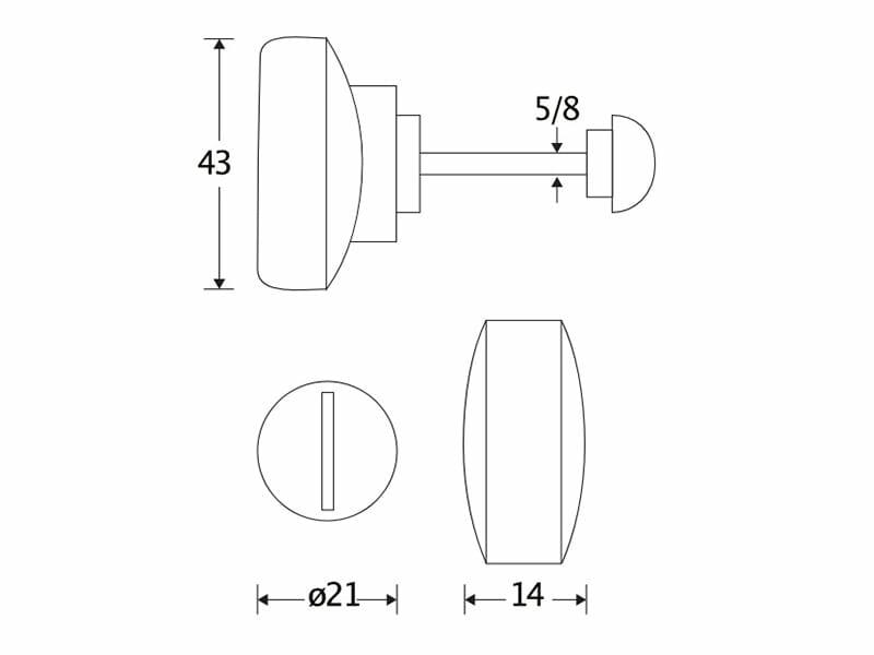 WC-stift Messing Vlinderknop 5/8 mm stift