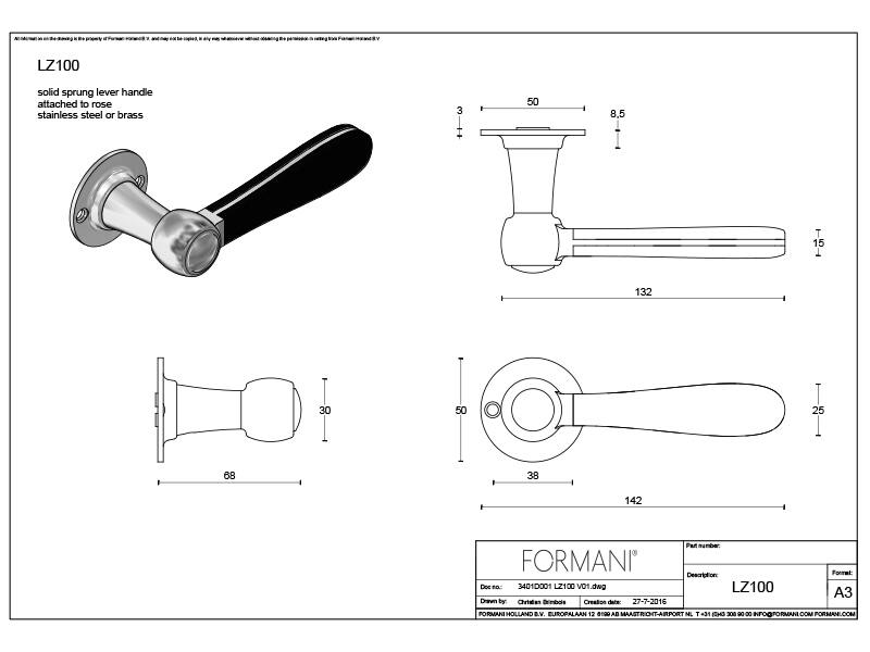 Gatdeel links RVS gepolijst/zwart Bosco Lazaro Rosa-Violan LZ100-G