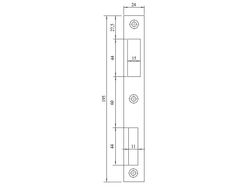 Sluitplaat RVS P9600/17 voor smaldeursloten 4169/18