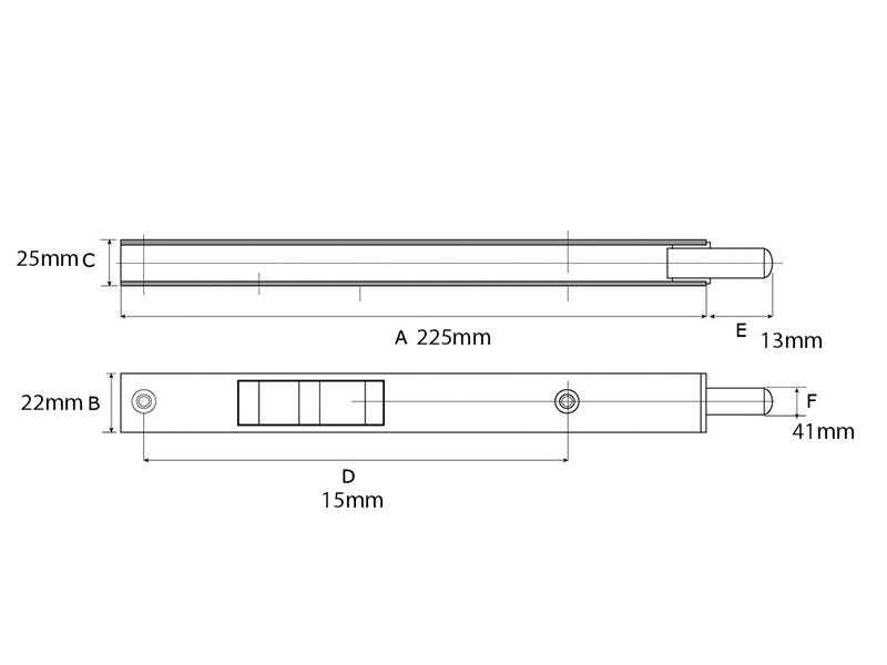 Bascule kantschuif 225x25x21 mm alu vermessingd