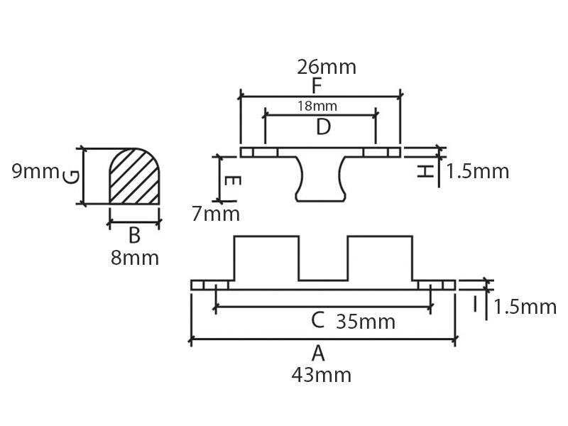 Kogelsnapslot 43x8 mm massief messing met RVS kogel en veer
