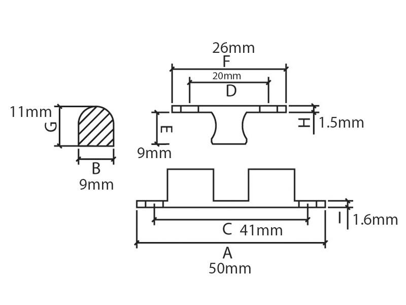 Kogelsnapslot 50x9 mm massief messing met RVS kogel en veer