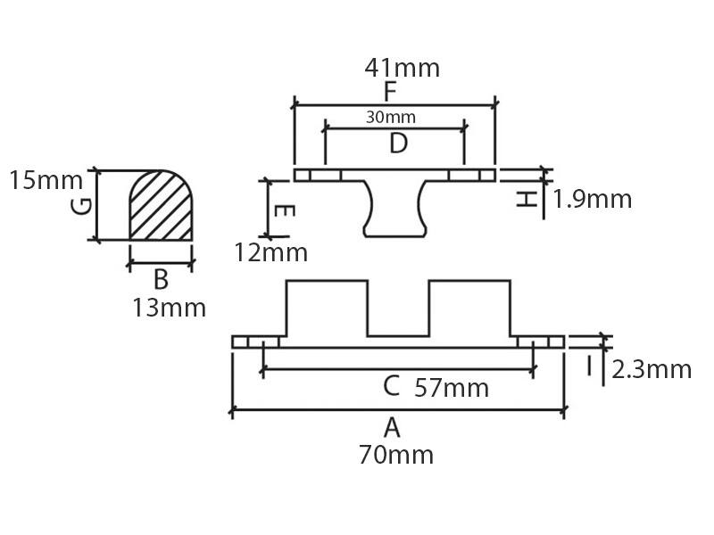 Kogelsnapslot 70x13 mm massief messing met RVS kogel en veer