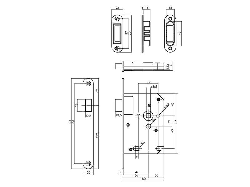 Intersteel Woningbouw magneet loopslot, voorplaat afgerond rvs