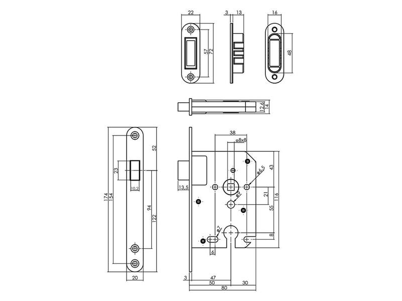Intersteel Woningbouw magneet cilinder dag- en nachtslot 55mm, voorplaat afgerond zwart