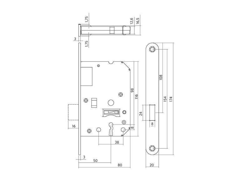 Intersteel Woningbouw klavier kastslot 55 mm zwart