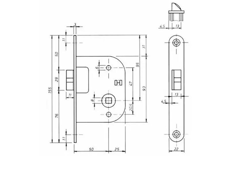 Nemef Insteek Loopslot gelakt hamerslag DH24 Din rechts 155x22mm DR2/DR4